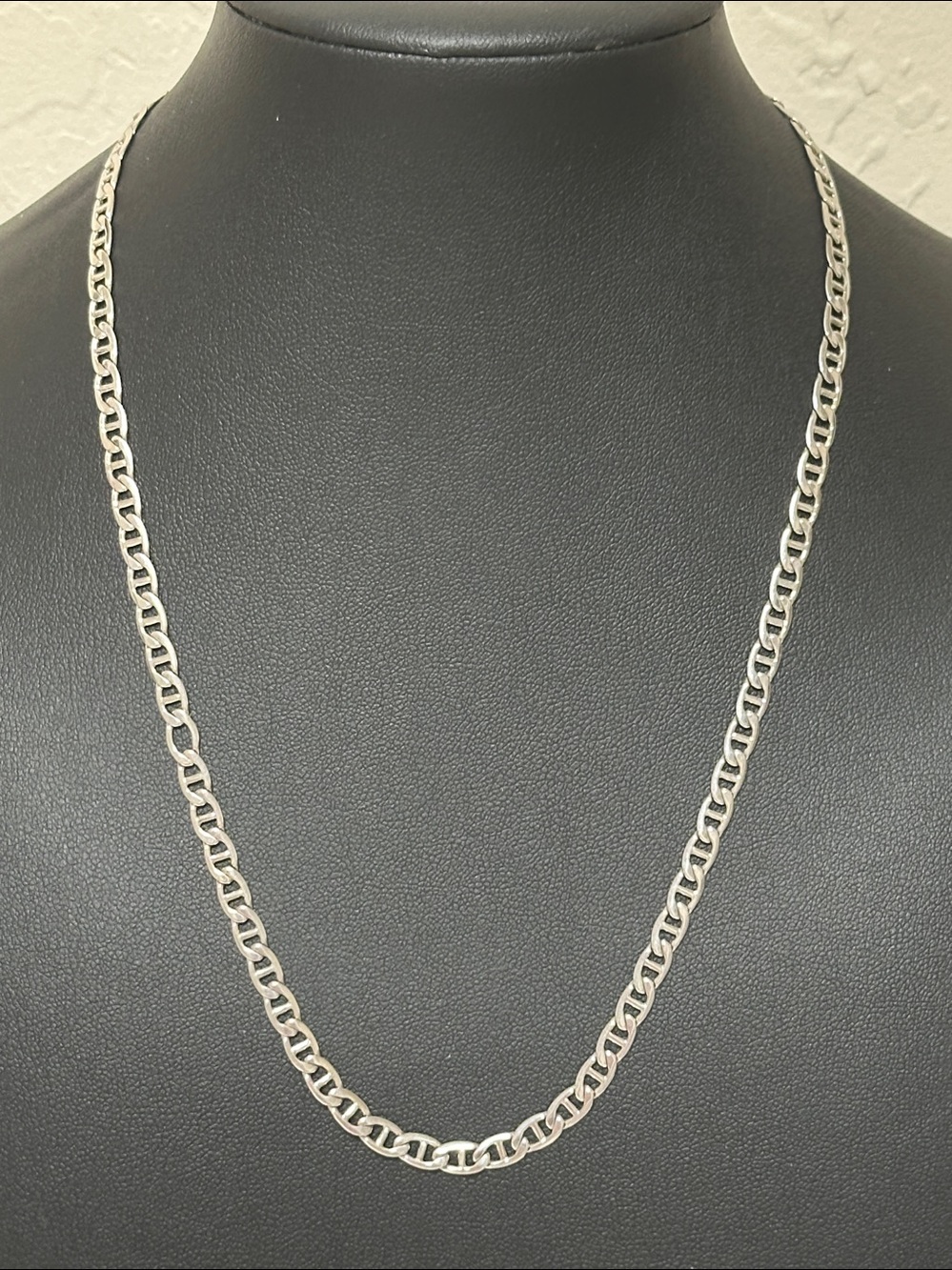 DeGas Mid Century Rhodium Mariner Chain Anchor Link Chain Vintage Necklace
